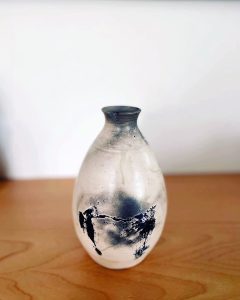 black and white ceramic vase