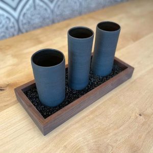 black trio vases