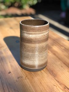 ceramic pottery - brown cylinder vase