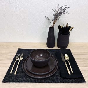 Ceramic black tableware setting