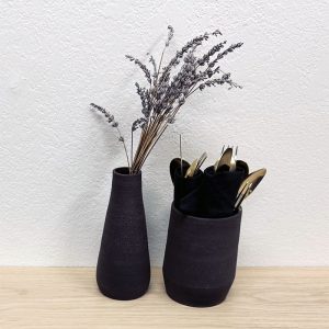 black ceramic vases