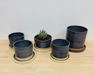 Green ceramic planters